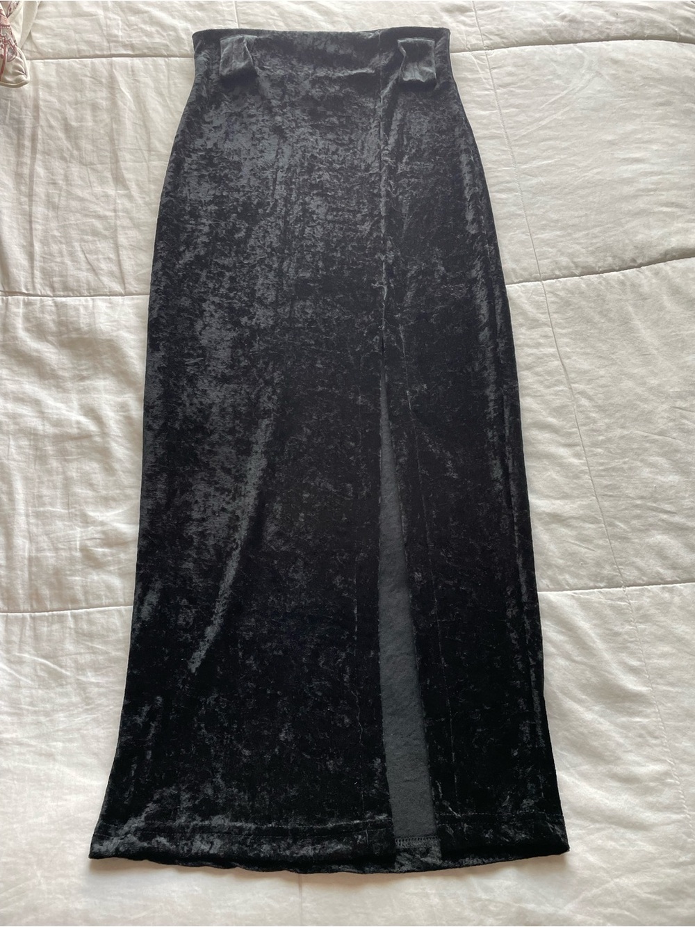 Vintage Black Crushed Velvet Maxi Skirt Small 90s Vamp Grunge Goth Witchy Slinky